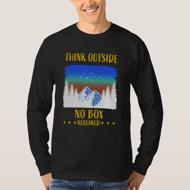 Think Outside Box Outfit For Hiking Father's Day T Shirt (Framsida)