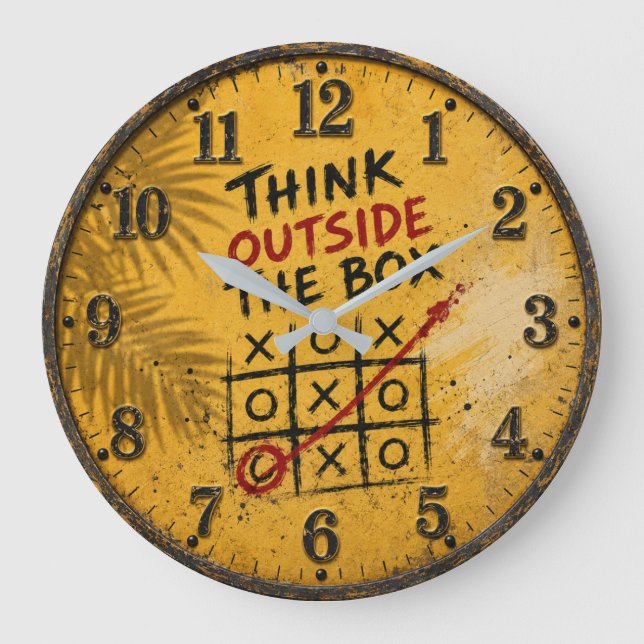 Think Outside the Box Motivational Office Decor Stor Klocka (Framsida)