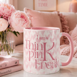 Think Pink Hearts mönster monogram Mugg