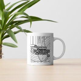 Think Positive – Motivational Line Art Mug Kaffemugg