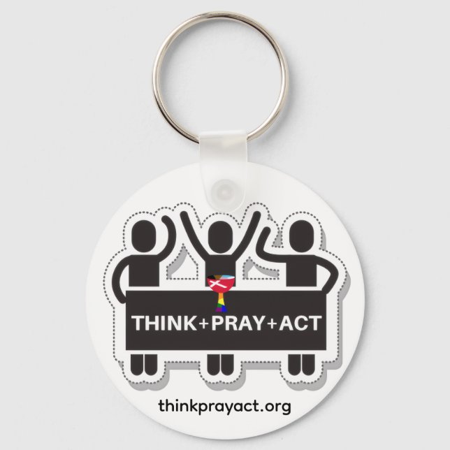 Think+Pray+Act Keychain Nyckelring (Framsida)