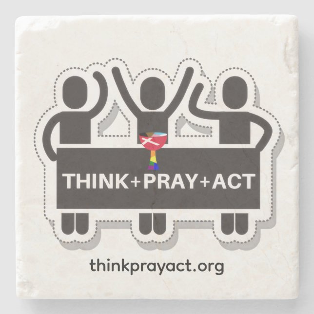 Think+Pray+Act Stone Coaster Stenunderlägg (Framsidan)