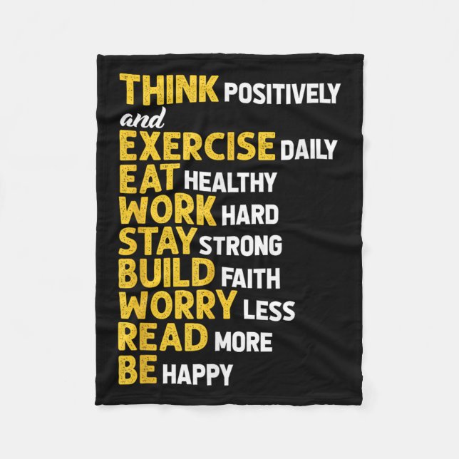 Think Sitively Exercise Daily Gym Workout Motivati Fleecefilt (Framsidan)