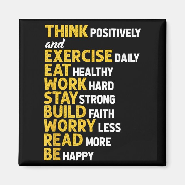 Think Sitively Exercise Daily Gym Workout Motivati Magnet (Framsidan)