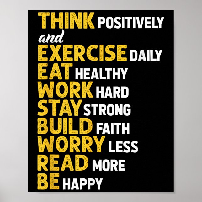 Think Sitively Exercise Daily Gym Workout Motivati Poster (Framsidan)