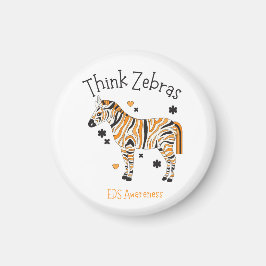 "Think Zebras" Ehlers Danlos Syndrome Button Magnet
