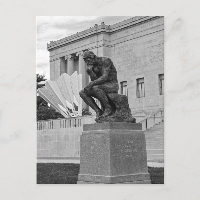 Thinker och Shuttlecock, Kansas City B/W Vykort (Framsida)