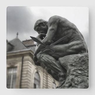 Thinker Rodin Paris Sculpture Fyrkantig Klocka