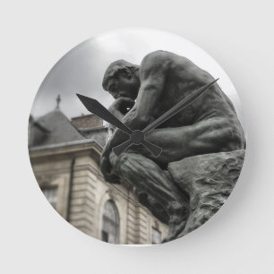 Thinker Rodin Paris Sculpture Rund Klocka