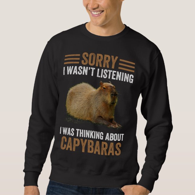 Thinking About Capybaras  Capybara Gnawer  Humor Lång Ärmad Tröja (Framsida)