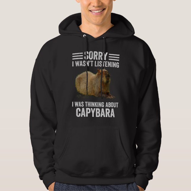 Thinking About Capybaras  Capybara Rodent Animal H Hoodie (Framsida)