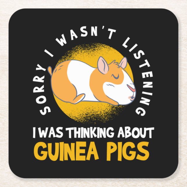 Thinking about Guinea Pig Cavy Roddent Underlägg Papper Kvadrat (Framsidan)