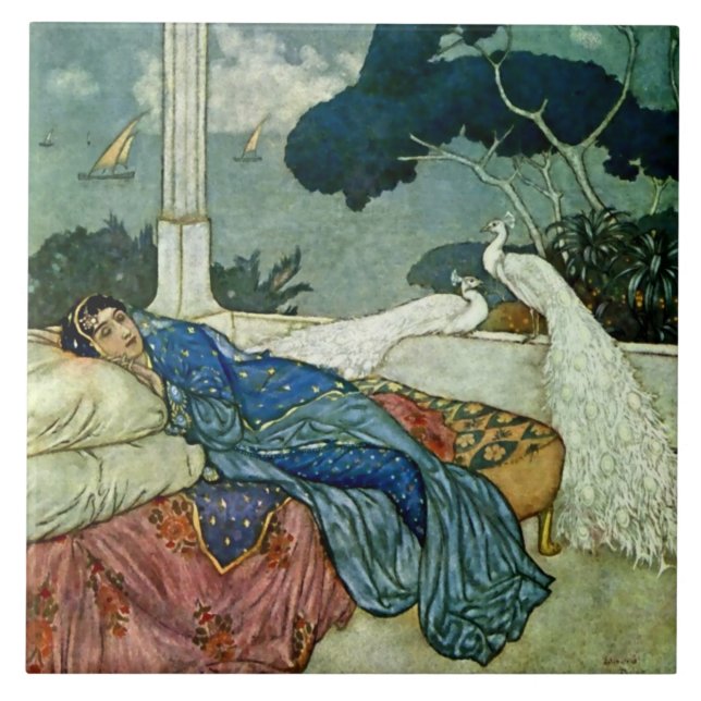 "Thinking of Dam Yang" av Edmund Dulac Kakelplatta (Framsidan)