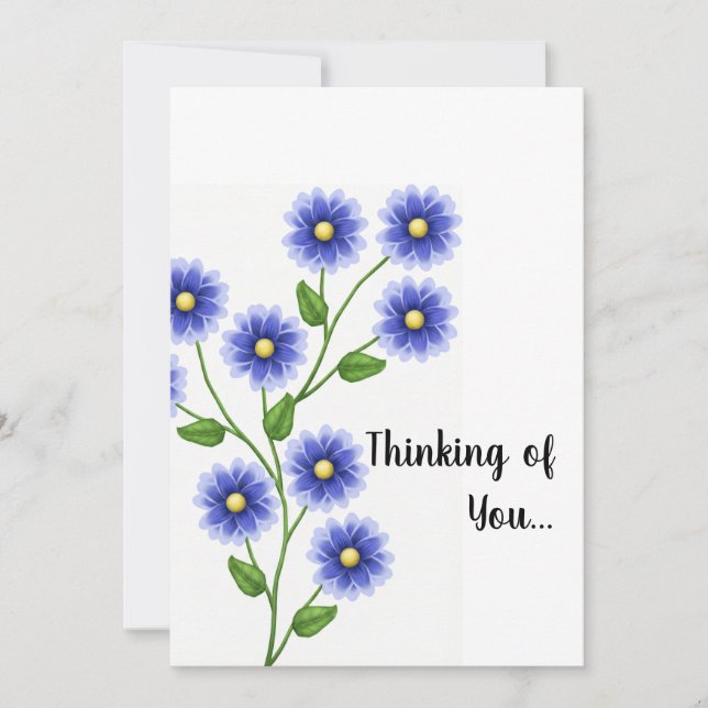 Thinking of You - Blue Flower Inbjudningar (Framsida)