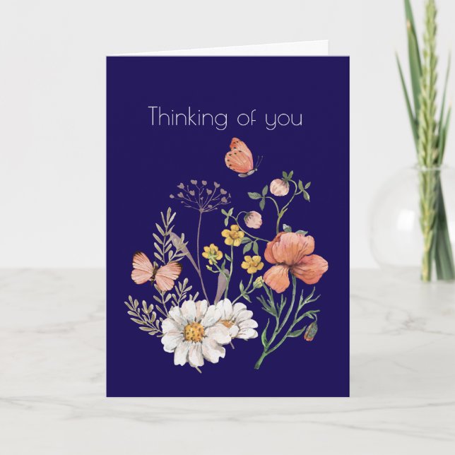 Thinking of You Botanical Wildflower Flower Boho Helgkort (Framsida)