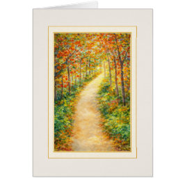 Thinking of You Card | Autumn Path Art Note Card Hälsningskort