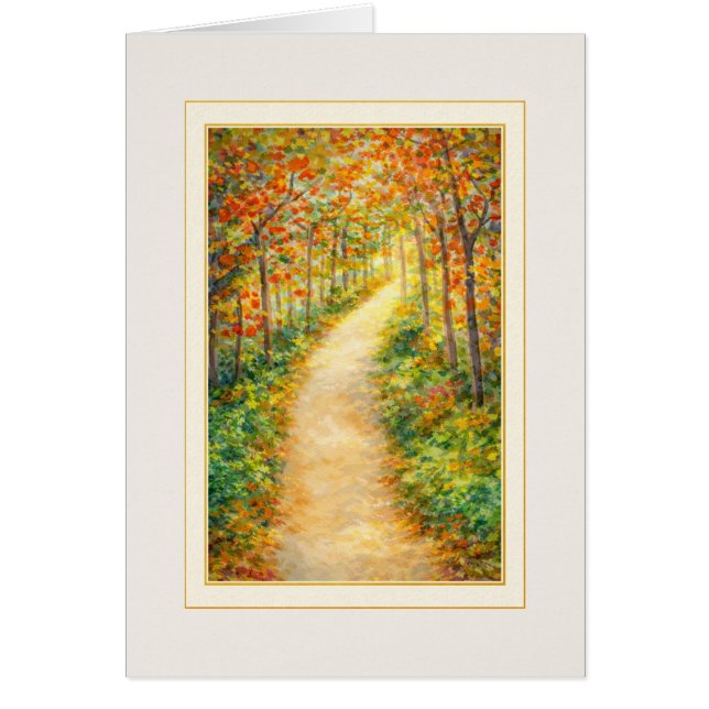Thinking of You Card | Autumn Path Art Note Card Hälsningskort (Framsidan)