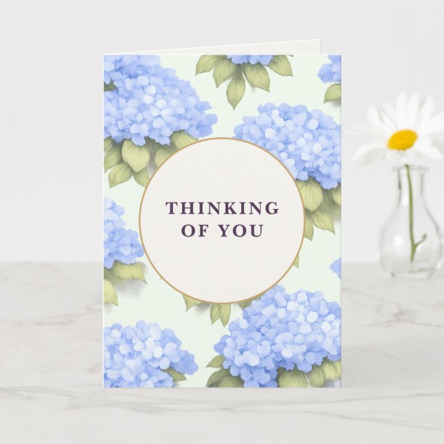 Thinking of You Card | Blue Hydrangea Floral Kort (Liten växt)