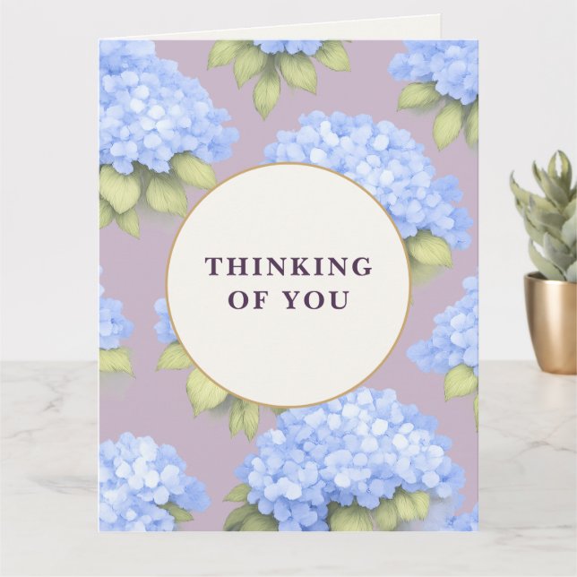 Thinking of You Card | Blue Hydrangea Floral Kort (Liten växt)