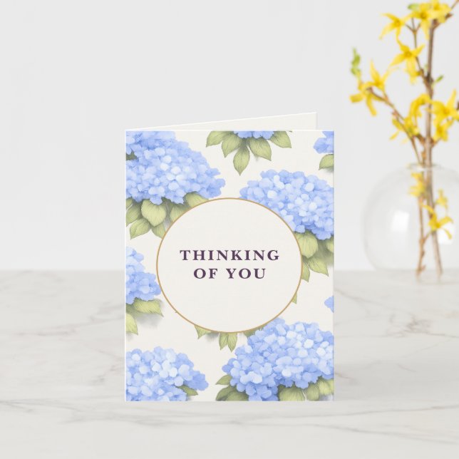 Thinking of You Card | Blue Hydrangea Floral Kort (Gul blomma)