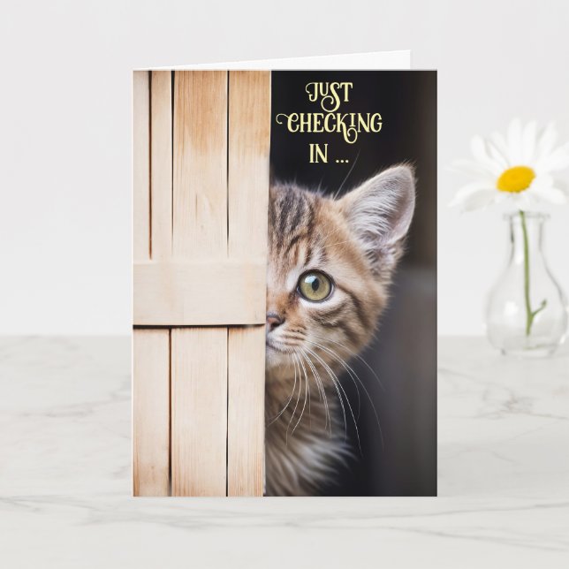 Thinking of You Cute Cute Shy Kitty Fun Kort (Liten växt)