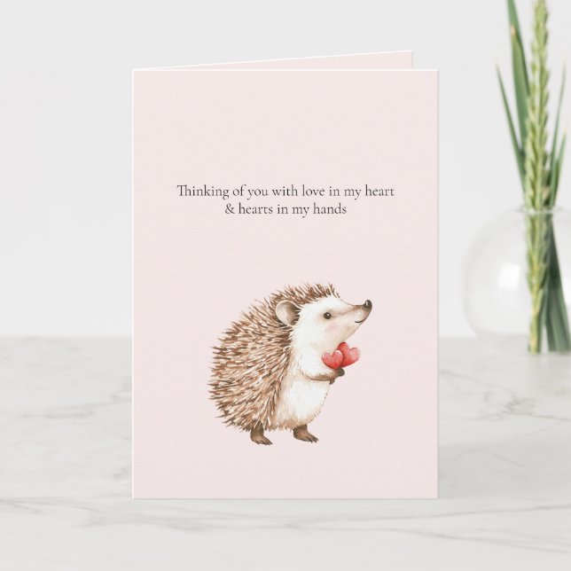 Thinking of you Hedgehog Hearts in Hands Kort (Framsida)