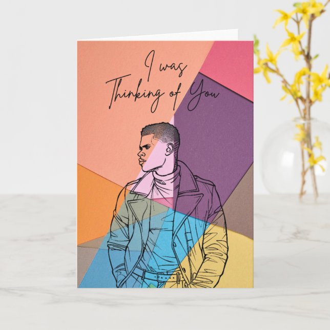 Thinking of You – Modern Artistic Greeting Card Kort (Gul blomma)
