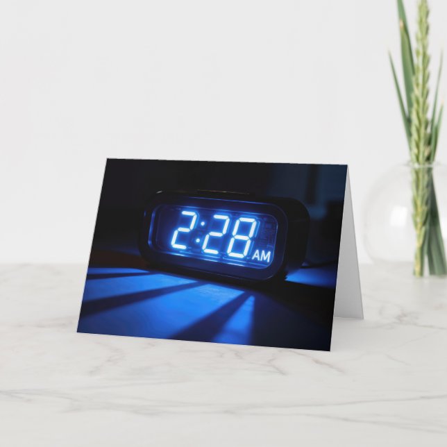Thinking of You Neon Blue Nightstand Clock Kort (Framsida)