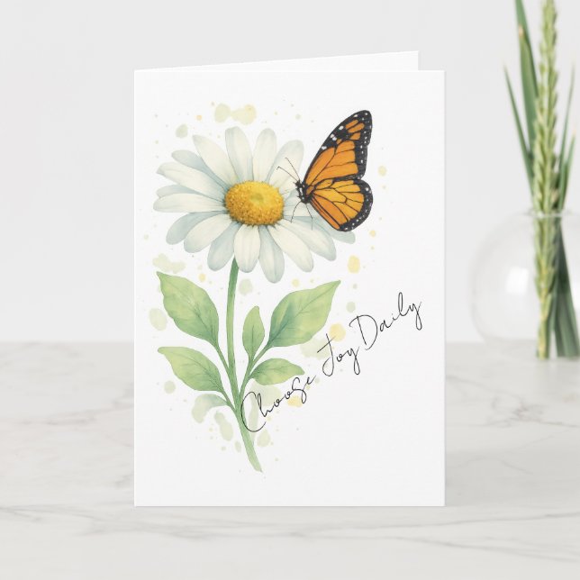 Thinking of You Notecard - Daisy & Butterfly Tack Kort (Framsida)