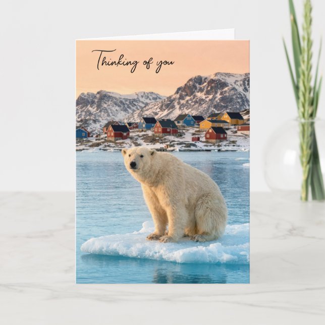 Thinking of You Polar Bear Floating on Ice Kort (Framsida)