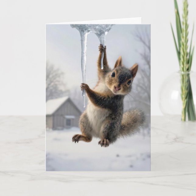Thinking of You Squirrel Hanging From an Icicle Kort (Framsida)