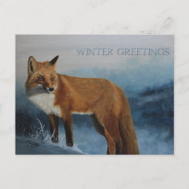 Thinking Of You Winter Fox Postcard Vykort