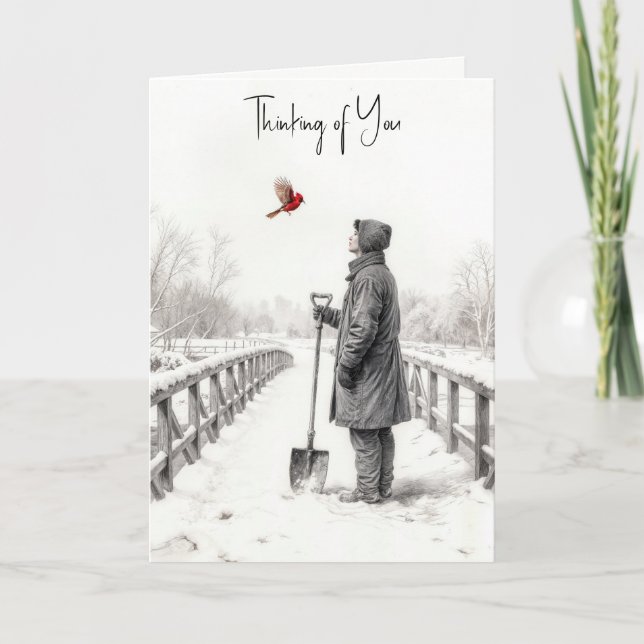 Thinking of You Young Man Watching a Cardinal Kort (Framsida)
