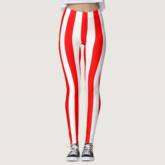  THINNER RED WHITE LODRÄT RAND  LEGGINGS (Framsida)