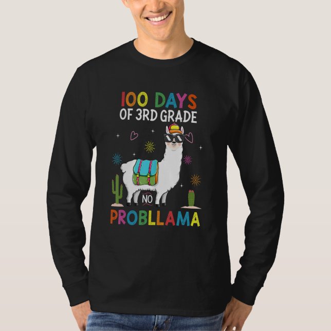 Third 3rd Grade No Prob Llama Teacher 100th Day of T Shirt (Framsida)