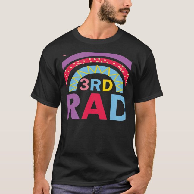 Third 3rd Grade Rainbow Back to School Teacher Tea T Shirt (Framsida)