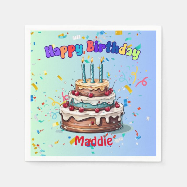 Third Birthday party napkinsStandard Cocktail Pappersservett (Framsidan)