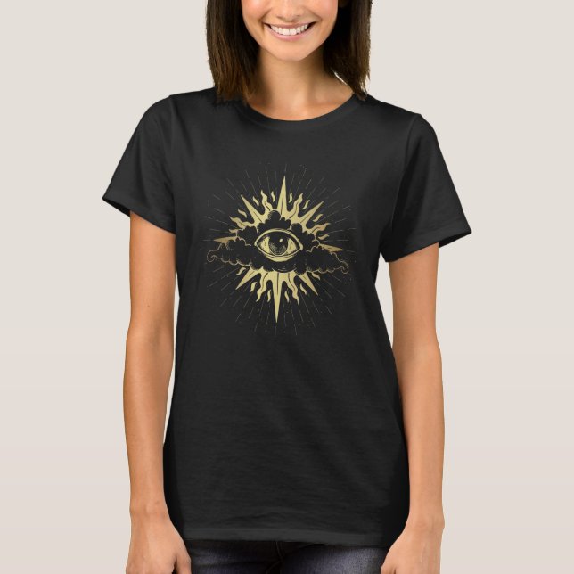 Third Eye Sketch Ancient Pagan Astrology Psychic R T Shirt (Framsida)