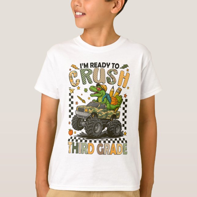 Third Grade Crusher: Monster Truck Confidence T Shirt (Framsida)