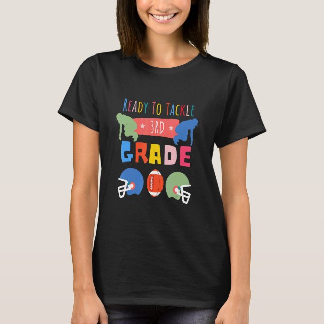 Third Grade First Day Of School Football Back To S T Shirt (Framsida)