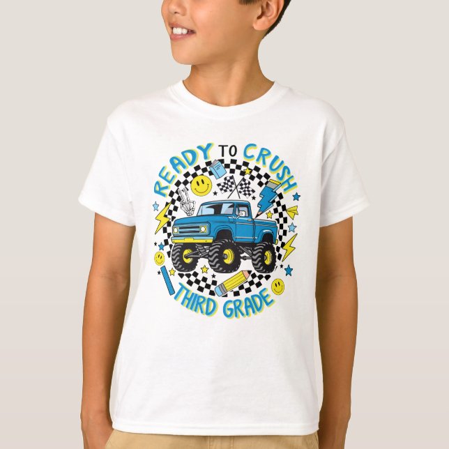 Third Grade Rally: Monster Truck Momentum T Shirt (Framsida)