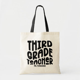 Third Grade Teacher Black Typography Design Tygkasse