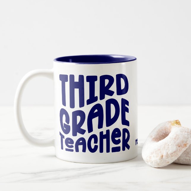 Third Grade Teacher Dark Blue Typography Design Två-Tonad Mugg (Med munk)