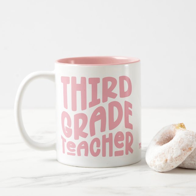 Third Grade Teacher Pink Typography Två-Tonad Mugg (Med munk)