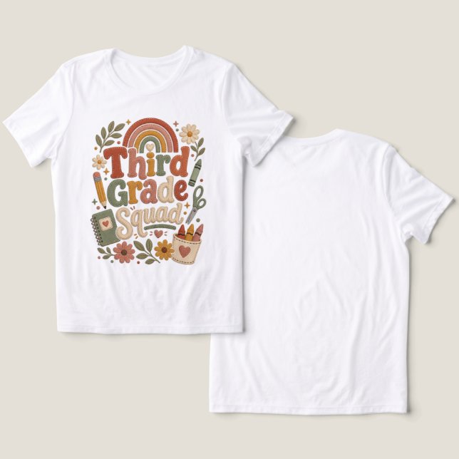 Third Grade Teacher Tee Shirt (Design fram och bak)