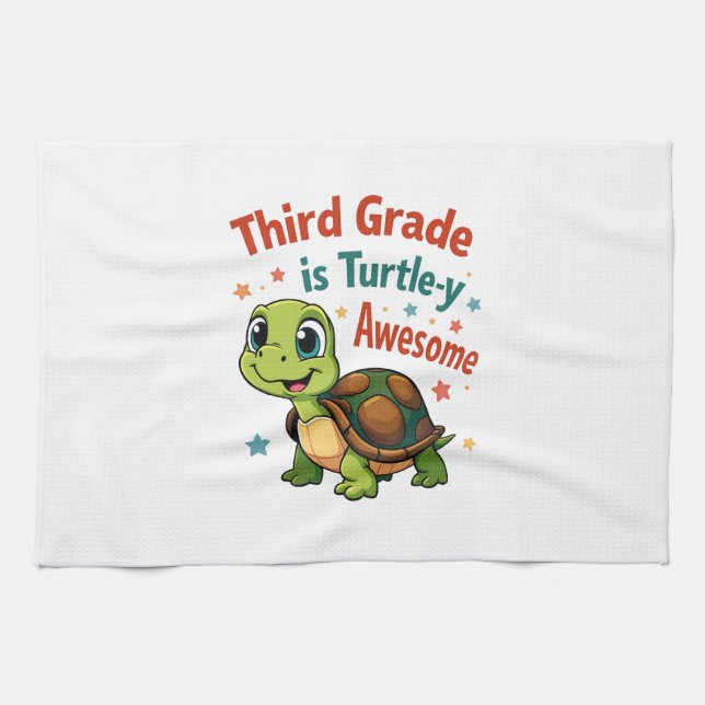 Third grade Turtle-y Awesome 3rd Grade Back to Sch Kökshandduk (Horisontell)