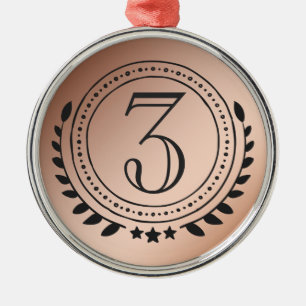 Third Place Honor Bronze Medal on Bronze Gradient Julgransprydnad Metall