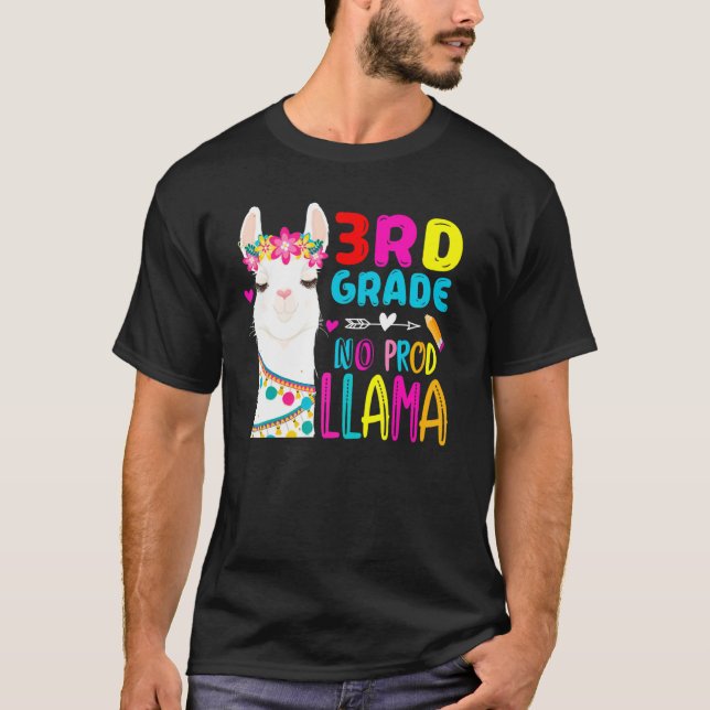 Third Team 3rd Grade Teacher Rainbow No Prob Llama T Shirt (Framsida)