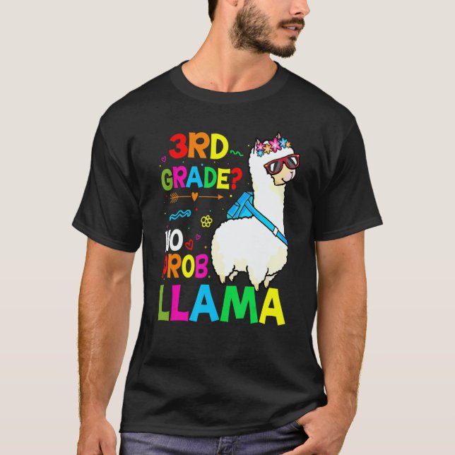Third Team 3rd Grade Teacher Rainbow No Prob Llama T Shirt (Framsida)