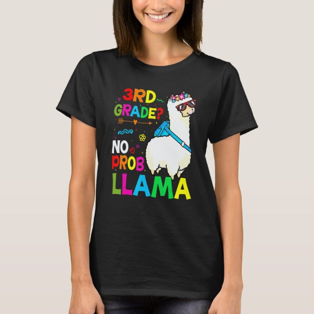 Third Team 3rd Grade Teacher Rainbow No Prob Llama T Shirt (Framsida)